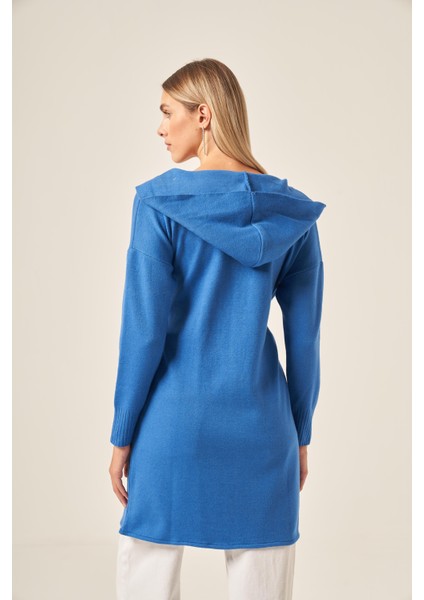 Ftz Kadın Kendinden Bağlamalı Hırka Saks Mavi 20727