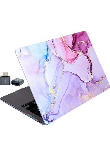 Macbook Air Kılıf 13.6 Inç M2-M4-M3 MARBLE15NL (Air 13.6") A2681 A3113 A3240 ile Uyumlu Açık Pembe
