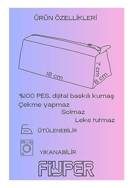 Desenli Astarlı Yıkanabilir Bez Kalemlik Kalem Kutusu Makyaj Çantası Çok Renkli FYPR6343K03OZ fırsatları