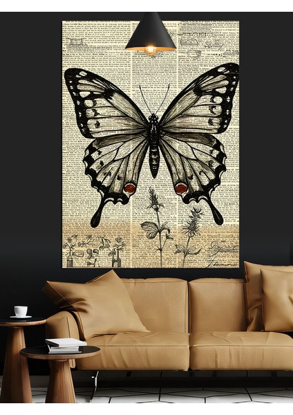 Eski Harita Üzerinde Açık Kelebek Kanatları Dekoratif Kanvas - Mdf Ahşap Tablo indirimleri
