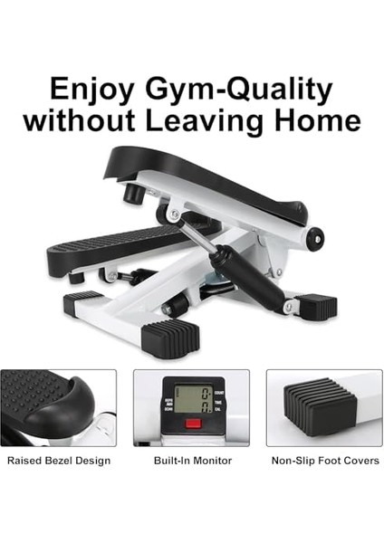 Coverzone Evde Egzersiz Için Mini Step, LCD Ekran ve Direnç Bantları ile Taşınabilir Merdiven Step, 117KG Ağırlık Kapasitesi, Tüm Vücut Egzersizi Için Twist Adım LY5001 (LY5001 - Siyah/beyaz)