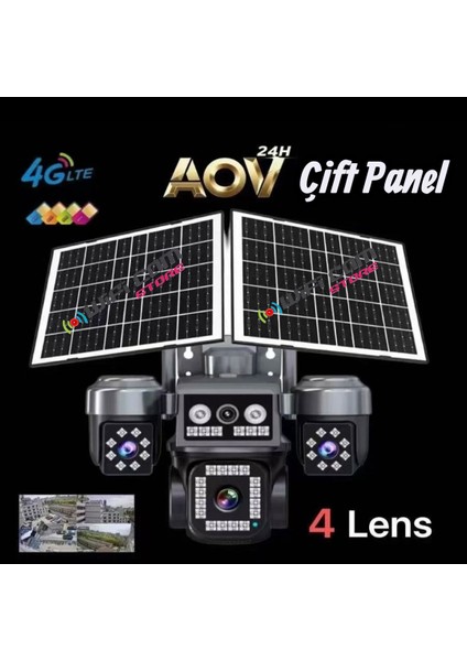 4 Kameralı Çift Panelli 4g Solar Güvenlik Kamerası – Aov Teknolojisi ile 7/24 Kayıt fiyatları