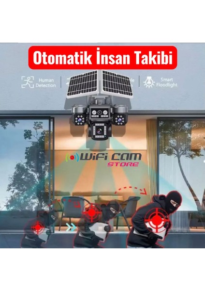4 Kameralı Çift Panelli 4g Solar Güvenlik Kamerası – Aov Teknolojisi ile 7/24 Kayıt fırsatları