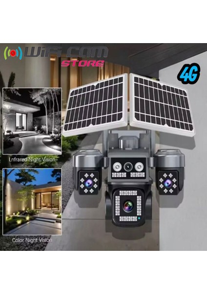 4 Kameralı Çift Panelli 4g Solar Güvenlik Kamerası – Aov Teknolojisi ile 7/24 Kayıt indirimleri