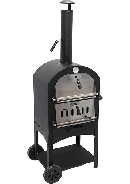 Çok Amaçlı Paslanmaz Çelik Barbekü Krom Kapaklı + Izgaralı Pizza Taşlı -Ekmek-Mangal Fırını 2625S modelleri