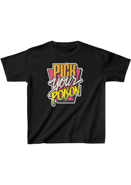 Unisex Çocuk Baskılı T-Shirt - Siyah