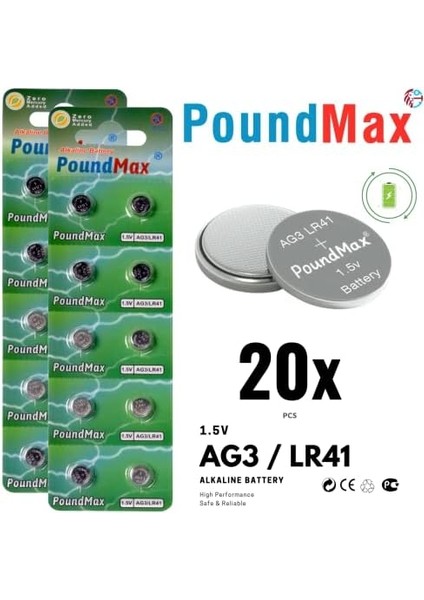 20 Adet Ag3 LR41 LR736 / L736 / G3 / G3A / 3ga / 192 / GP192 / V3GA / RW87 1.5V Alkalin Düğme Piller Küçük Elektronik Ev Aletleri, Araba Anahtarları, Ölçüm Cihazları ve Hesap Makineleri fiyatları