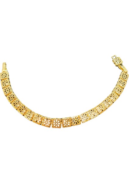 Xupıng Gold Renk Çiçek Model Metal Kısımlar Altın Renk 19 cm Uzunluğunda 9 Mm. Genişliginde Xupıng Bileklik