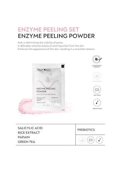 Anyong Enzim Peeling Kit (Papain Enzimi, Salisilik Asit & Pirinç Suyu)