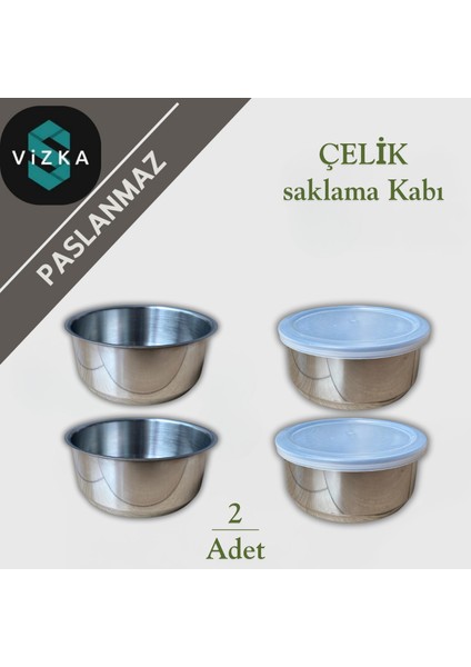 Paslanmaz Çelik Saklama Kabı ,14 cm Saklamakabı