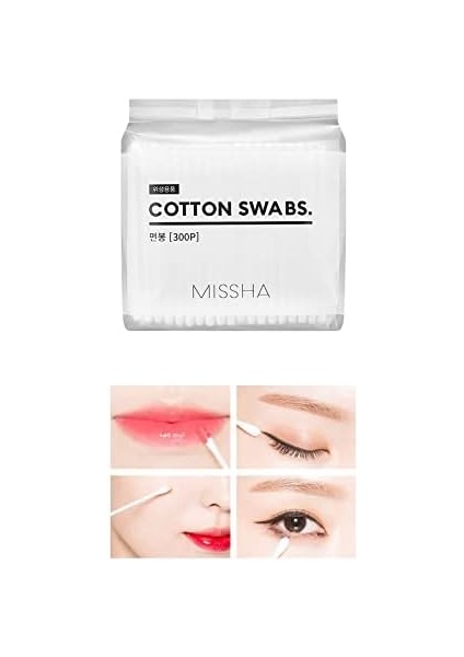 Mıssha Çift Taraflı Yüzde Yüz Saf Pamuklu Çubuk Cotton Swabs 300 Adet