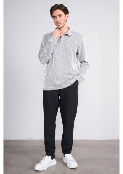 Çetinkaya Mentality 4410 Erkek Polo Yaka Su Yolu Sweatshirt Siyah fiyatları