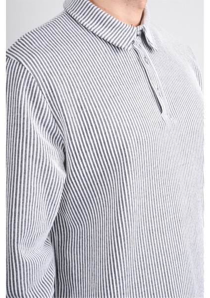 Çetinkaya Mentality 4410 Erkek Polo Yaka Su Yolu Sweatshirt Siyah modelleri