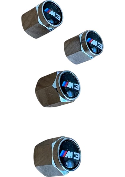 M3 Logolu Metal Siyah Kırmızı Mavi Renk 4 Adet Sibop Kapak