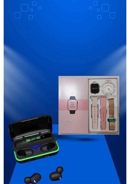 Kadınlara Özel Bileklik Hediyeli Akıllı Saat ve Dijital Göstergeli Anc Özellikli Bluetooth Kulaklık indirimleri