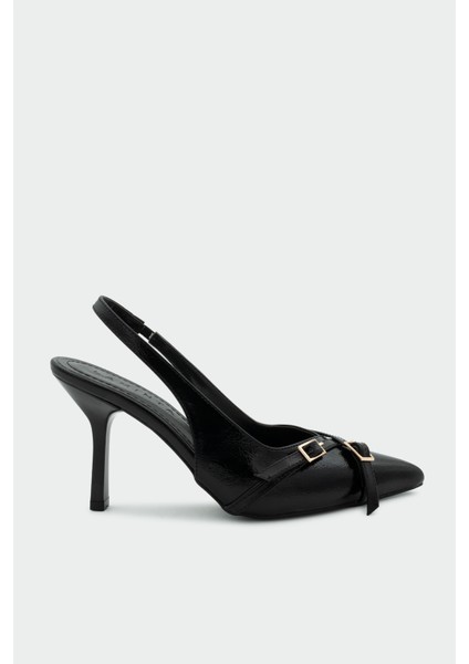 Nana Siyah Tokalı Topuklu Ayakkabı