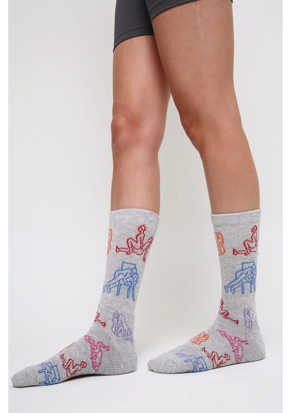 Erotik-Kamasutra-Fantazi-Pozisyonlu %100 Pamuk Iplikli 2 Li Çorap