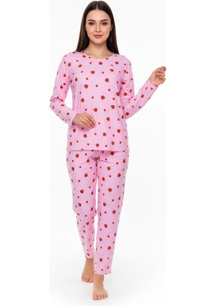 Bisiklet Yaka Süet Pijama Takımı 6001 Çilekli fiyatları