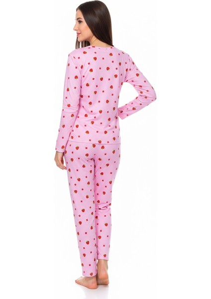 Bisiklet Yaka Süet Pijama Takımı 6001 Çilekli fırsatları
