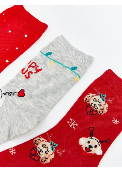 Yılbaşı Temalı Kız Çocuk Soket Çorap 3'lü (W5) fırsatları