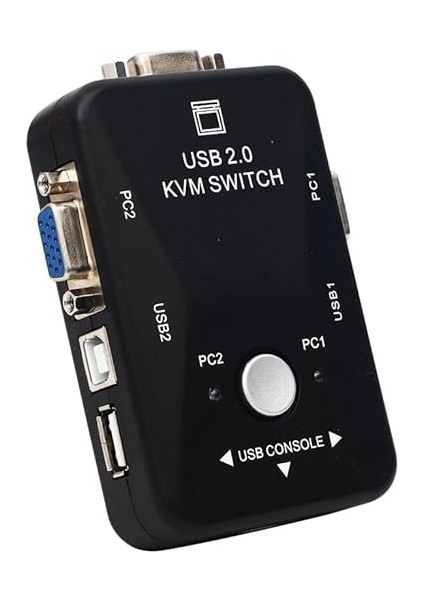 Port USB Kvm Switch, 2 Kasa 1 Monitör Switch, 2 Bilgisayarı Tek Elden Yönetin,