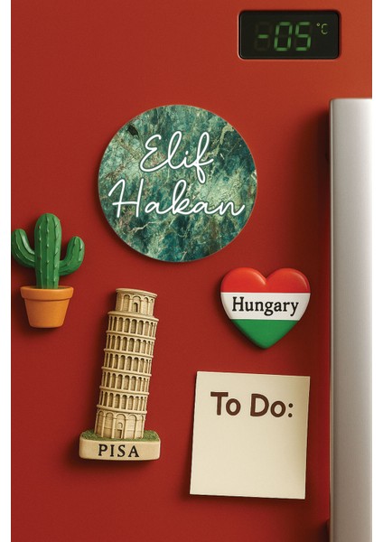 Kişiye Özel Isim Yazılı Mutfak ve Ofis Için Yuvarlak Beyaz Buzdolabı Magnet Jumbo Boy DIZAYN21