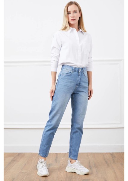 Yüksek Bel Mom Jean Pantolon