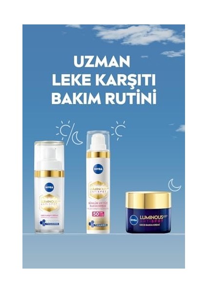 Nivea LUMINOUS630 Leke Karşıtı Cilt Bakım Seti, Gündüz Yüz Kremi 50ML, Gece Kremi, Cilt Serumu, Göz Kremi fiyatları