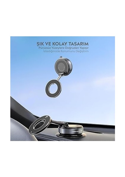 Araç Içi ve Masaüstü 360 Derece Dönebilen Vakum Özellikli Magnetik Telefon Tutucu (B Kalite) modelleri