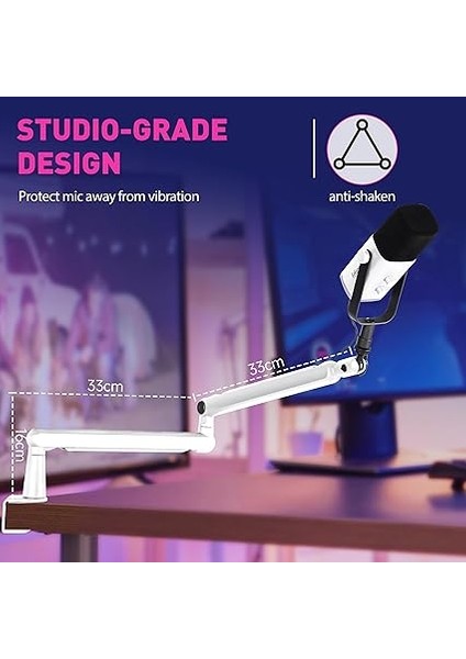 Mikrofon Kolu, Düz Ayarlanabilir Çubuk Mikrofon Standı, Mikrofon Klipsi, Vida Adaptörü, Kablo Yönetimi, Podcast, Akış, Oyun, Stüdyo Için fiyatları