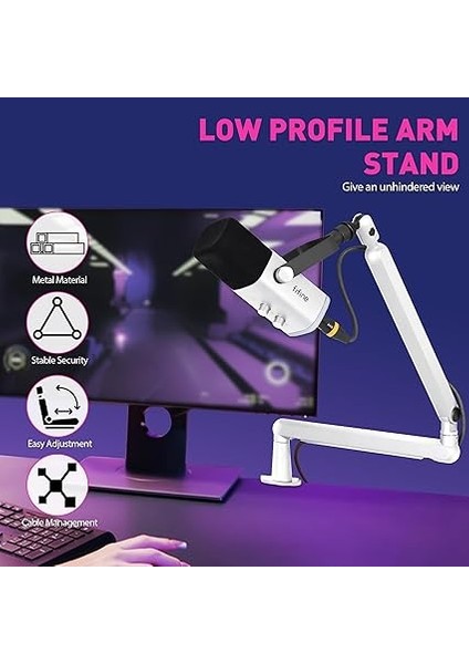 Mikrofon Kolu, Düz Ayarlanabilir Çubuk Mikrofon Standı, Mikrofon Klipsi, Vida Adaptörü, Kablo Yönetimi, Podcast, Akış, Oyun, Stüdyo Için fırsatları