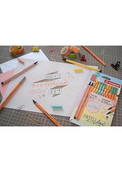 Point 88 & Pen 68 Pastellove - Ince Keçe Uçlu Kalem ve Keçe Uçlu Boya Kalemi - 12'li Paket - Çeşitli Renkler fırsatları