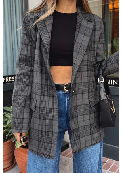 Gri Siyah Ekoseli Astarlı Ceket fiyatları