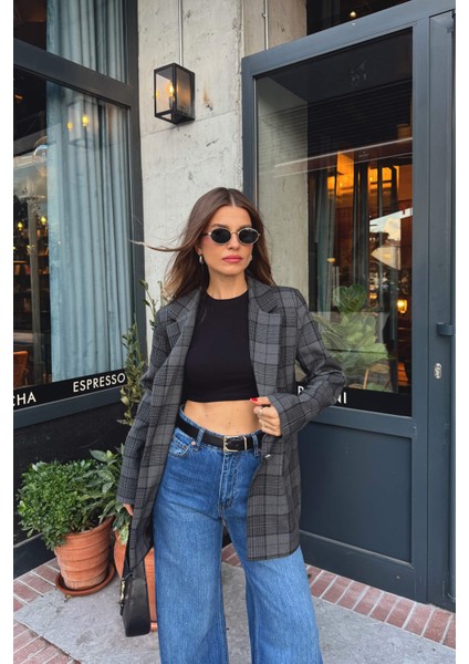 Gri Siyah Ekoseli Astarlı Ceket modelleri