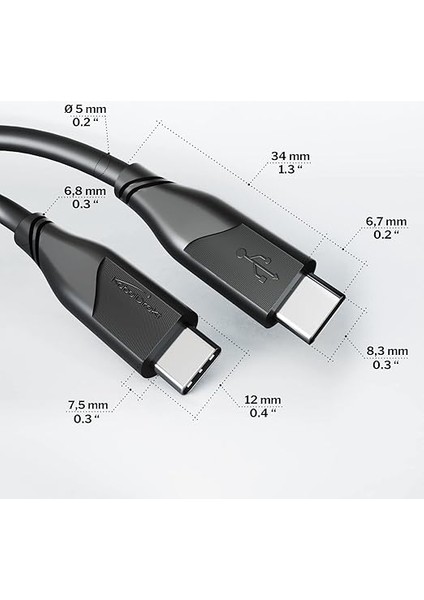 – Usb-C Kablosu, USB 2.0 – 2 M (Usb-C - Usb-C, Veri Kablosu/şarj Kablosu, Güç Dağıtımı ile 480 Mbit/s ve 100 W'a Kadar Şarj Akımı/pd 3, Entegre Çip, Siyah) fırsatları