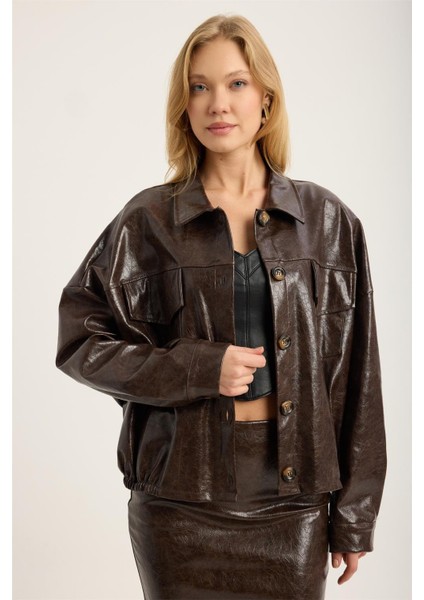 Sderi Çatlak Desenli 2 Cepli Ceket