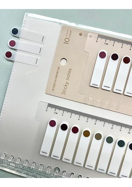 Gemi Dükkan 10 Renkli Cetvelli Şeffaf Indeks/ındex Sticker/post-It/sticky Note Yuvarlak Kenar Retro Renkler modelleri