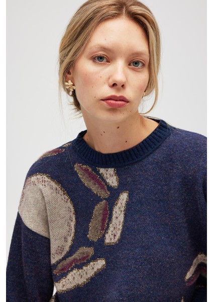 Saori Jakarlı Kadın Uzun Triko Tunik - Indigo Multi indirimleri