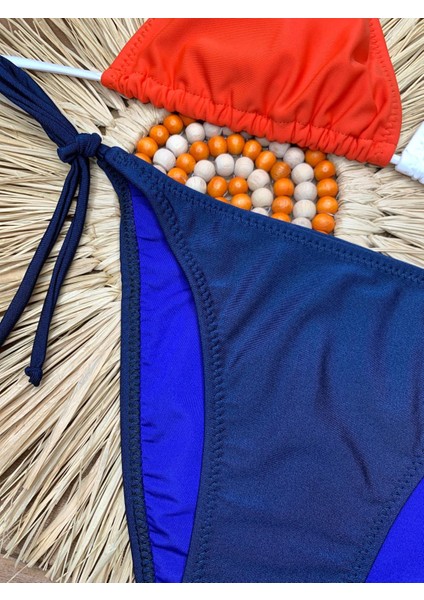 Kadın Likralı Esnek Yandan ve Boyundan Bağlamalı Şık Ipli Üçgen Bikini Takım modelleri