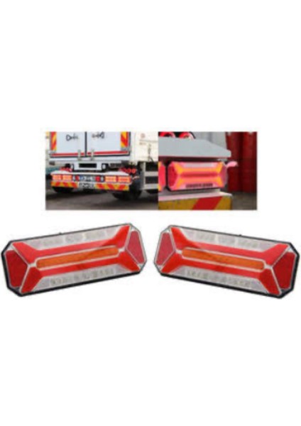 Stop Lamba Yeni Model Full Ledli Tır Kamyon Dorse 12-24V Uyumlu - Kayar Sinyalli (2 Adet)