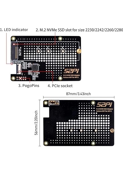 N07 M.2 Pcıe - Nvme Alt SSD Pip Pcıe Kenar Kartı, Raspberry Pi 5 Için, Destek M.2 Key-M Nvme SSD 2230/2242/2260/2280 (Ssd ve Pi5 Kartı Dahil Değildir) fiyatları