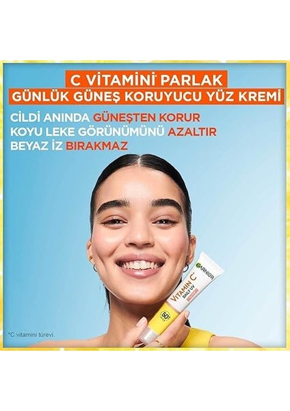 C Vitamini Parlak Günlük Güneş Koruyucu Fluid Yüz Kremi Görünmez Doku SPF50, 40 ml fırsatları