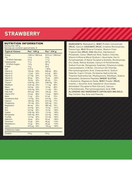 On Optimum Nutrition Serious Mass Çilek Aromalı 2.73KG 8 Servis