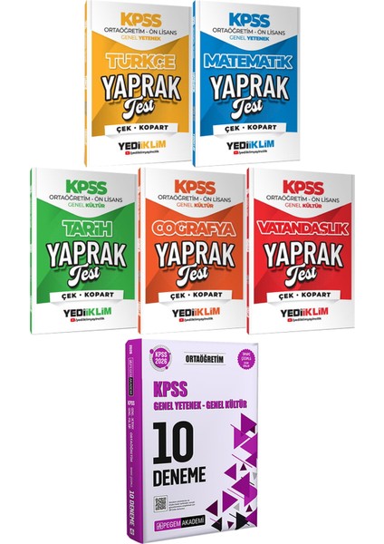 Ortaöğretim Ön Lisans Türkçe Mat. Tarih Coğ. Vat. Yaprak Test - 2026 Kpss Ortaöğretim Çözümlü 10 Deneme