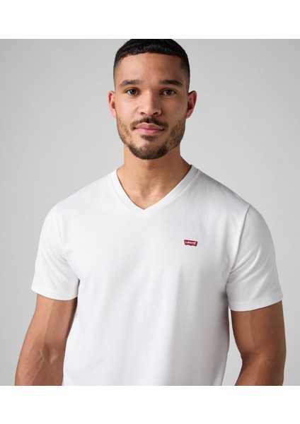 Erkek T-Shirt Beyaz V Yaka Tişört A2084-0000 fırsatları