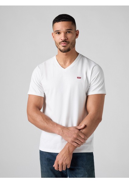 Erkek T-Shirt Beyaz V Yaka Tişört A2084-0000 indirimleri