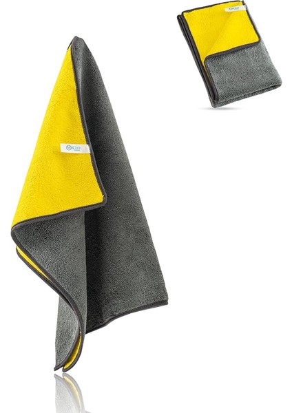 Cleanıng | 750 Gsm Çift Taraflı Ultra Emici Otomobil, Araba, Kaporta Kurulama Bezi | 50X70CM | Mega Boy | Sarı