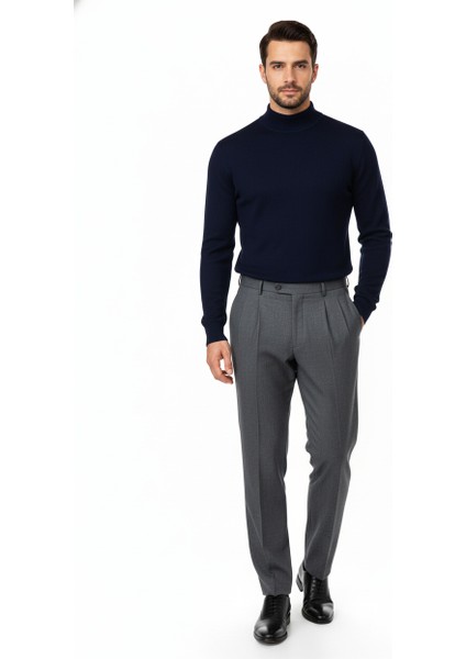 Erkek Kışlık Yarım Balıkçı Yaka Kazak Pamuklu Marina Örme Uzun Kollu Düz Renk Rahat Kesim