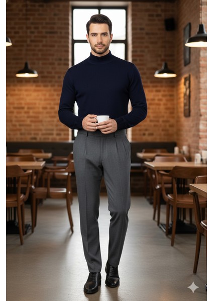 Erkek Kışlık Yarım Balıkçı Yaka Kazak Pamuklu Marina Örme Uzun Kollu Düz Renk Rahat Kesim modelleri