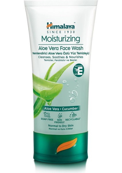 Himalaya Since 1930 Nemlendirici Yüz Yıkama Jeli, Salatalık, Aloe Vera, Parabensiz, Normal ve Kuru Ciltler, 150 ml